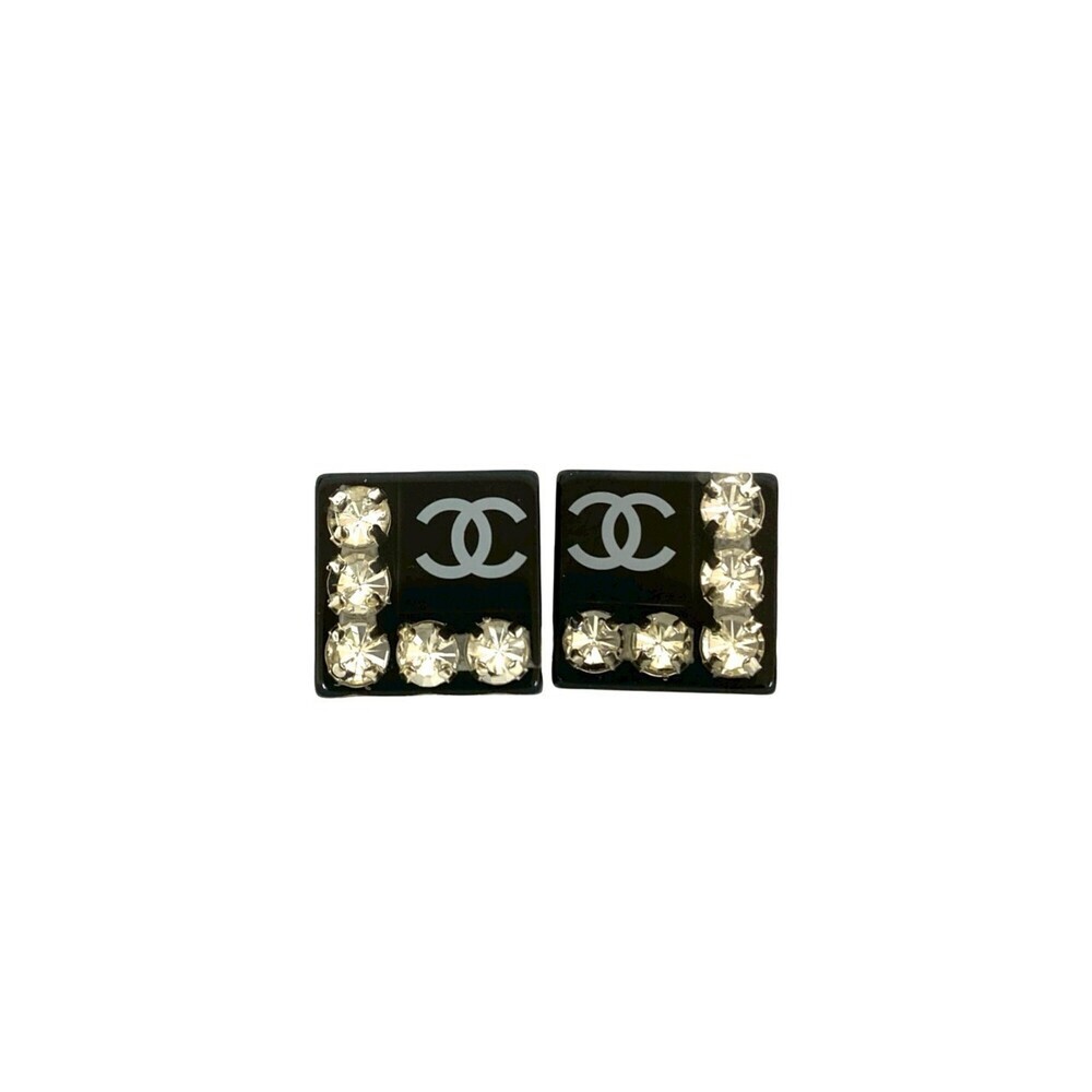 CHANEL Authentic Black Logo Earrings - Picture 4 of 6